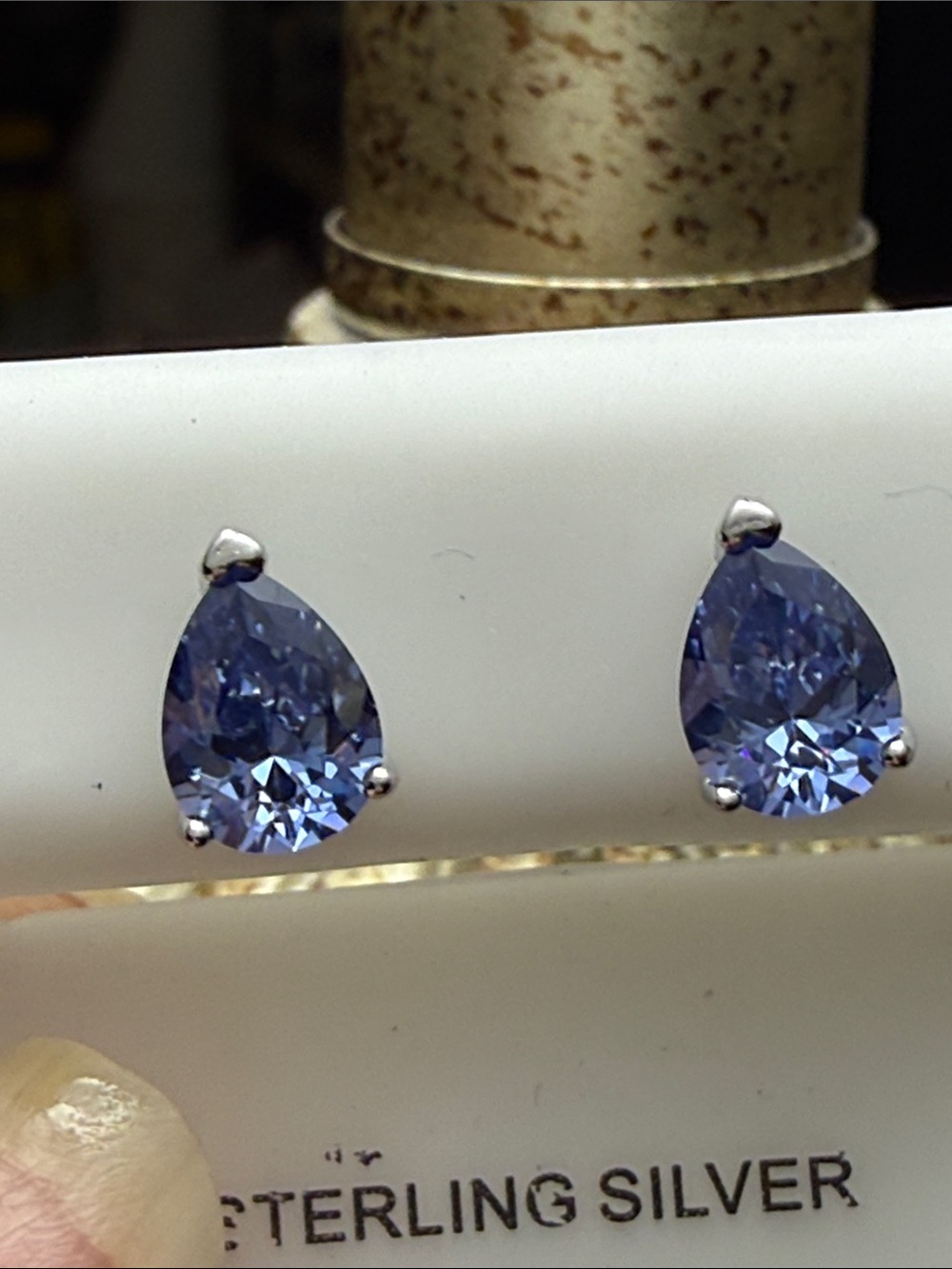 925 Sterling Silver Teardrop Blue Tanzanite Stud Earrings NEW